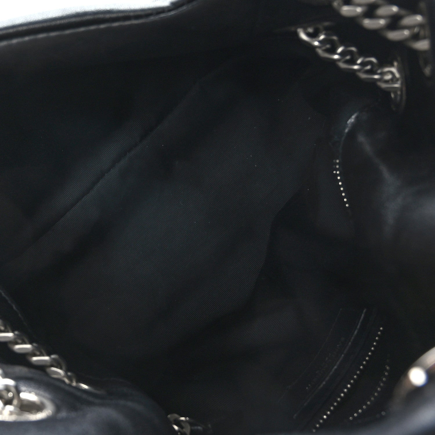 Saint Laurent Lambskin Quilted Small Loulou Puffer Monogram Chain Satchel Black 5 of 9