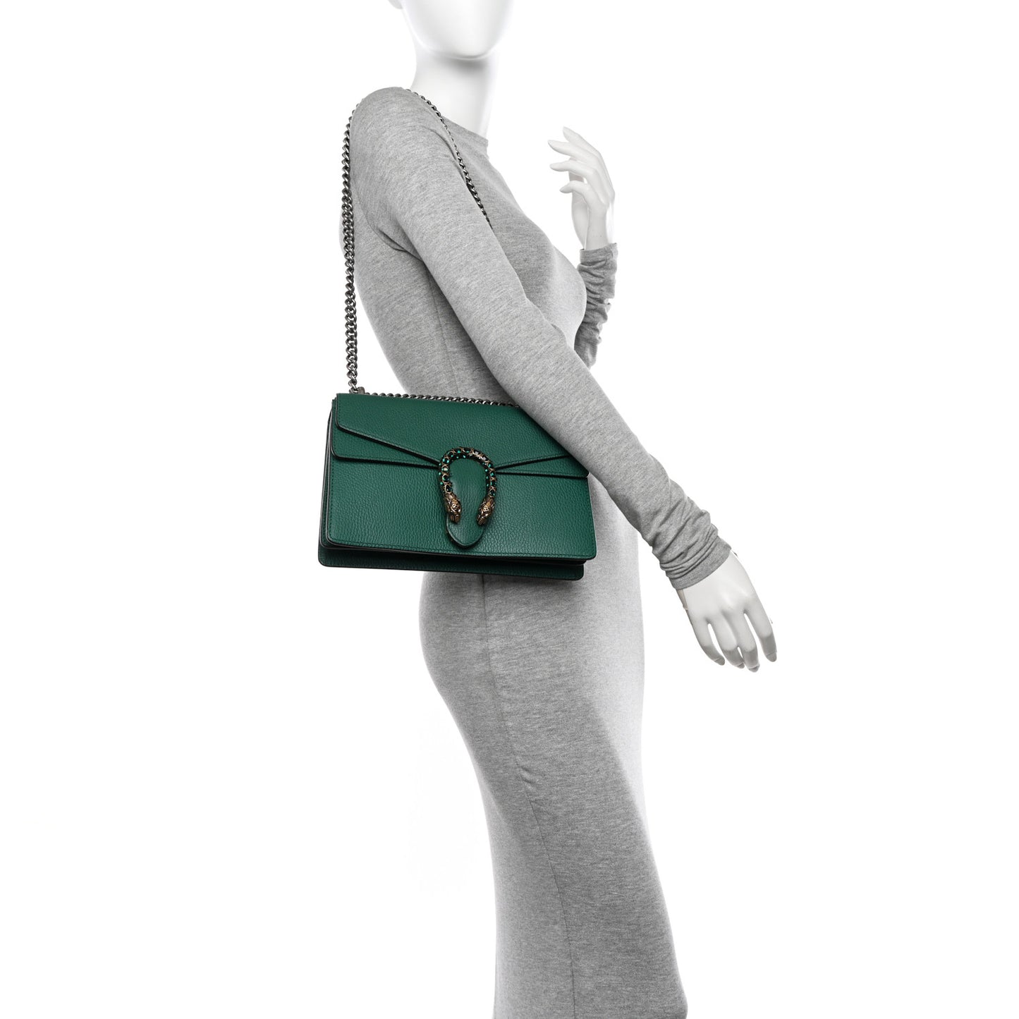 Pebbled Calfskin Small Dionysus Shoulder Bag Emerald
