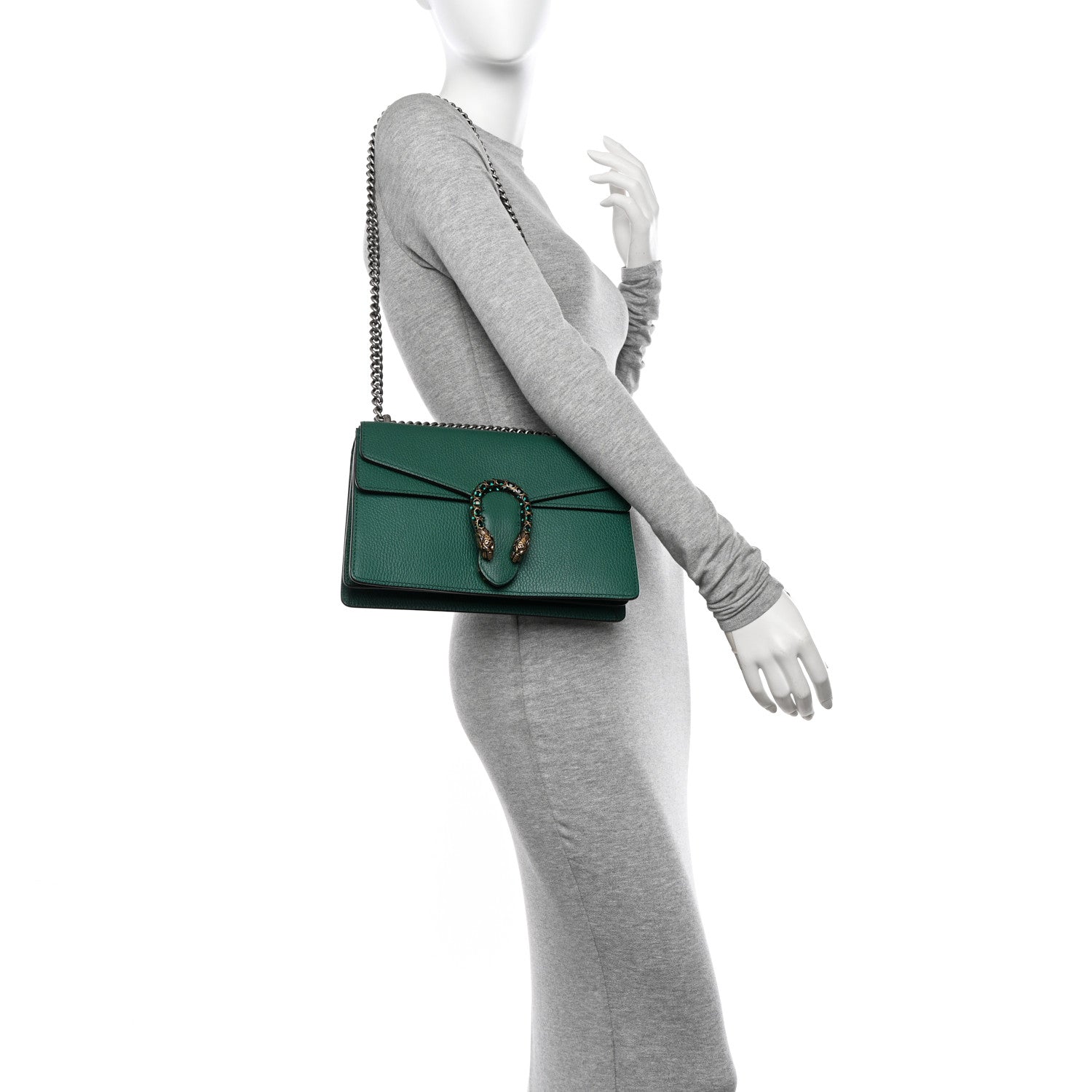 Gucci Pebbled Calfskin Small Dionysus Shoulder Bag Emerald 2 of 10
