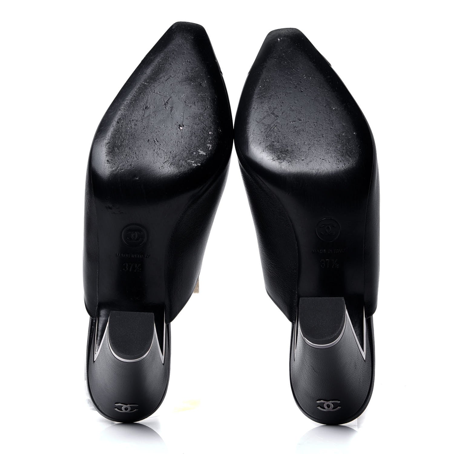 Chanel Lambskin Cap Toe CC Mules 37.5 Black 5 of 6