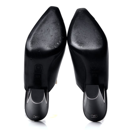 Chanel Lambskin Cap Toe CC Mules 37.5 Black 5 of 6