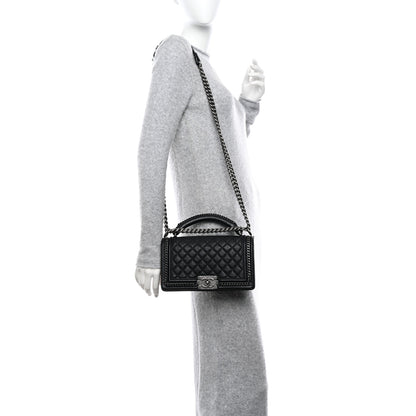 Chanel Goatskin Quilted Medium Top Handle Boy Flap Black 2 of 11