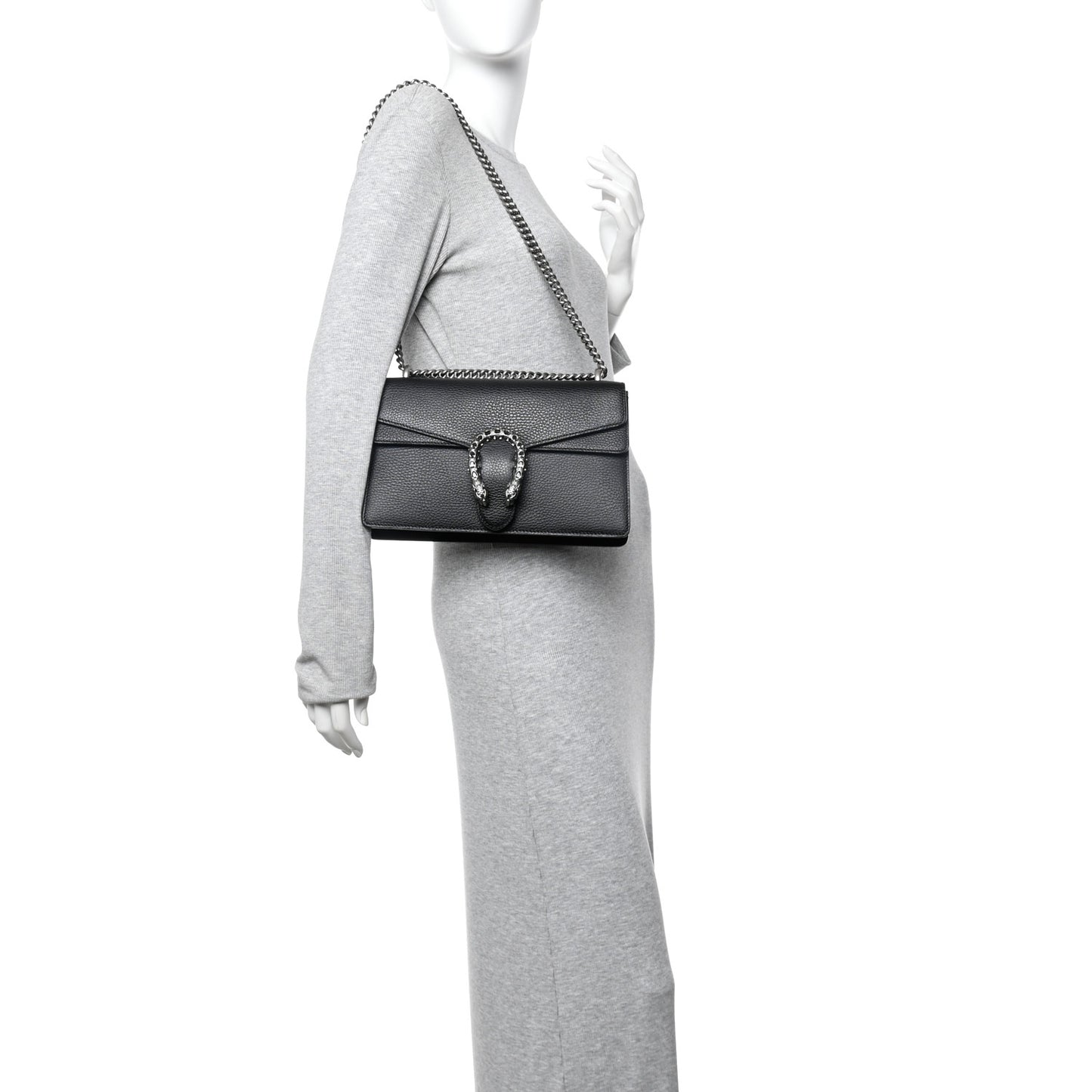 Pebbled Calfskin Small Dionysus Shoulder Bag Black
