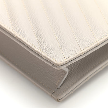 Saint Laurent Grain De Poudre Matelasse Chevron Monogram Envelope Chain Wallet Granite 11 of 12