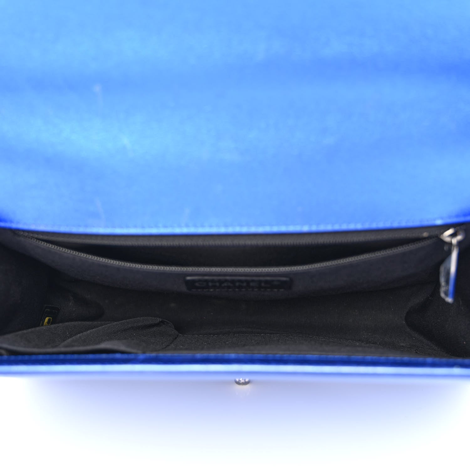 Chanel Metallic Patent Quilted New Medium Boy Flap Blue 5 of 15