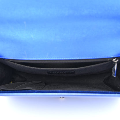 Chanel Metallic Patent Quilted New Medium Boy Flap Blue 5 of 15