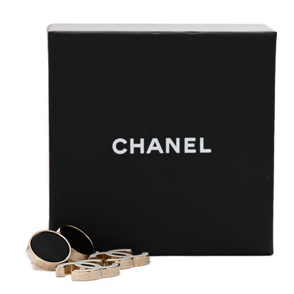Chanel Enamel CC Drop Earrings Black White 5 of 5