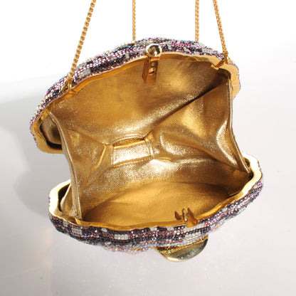 Judith Leiber Crystal Venus Clamshell Minaudiere Clutch Gold 8 of 8