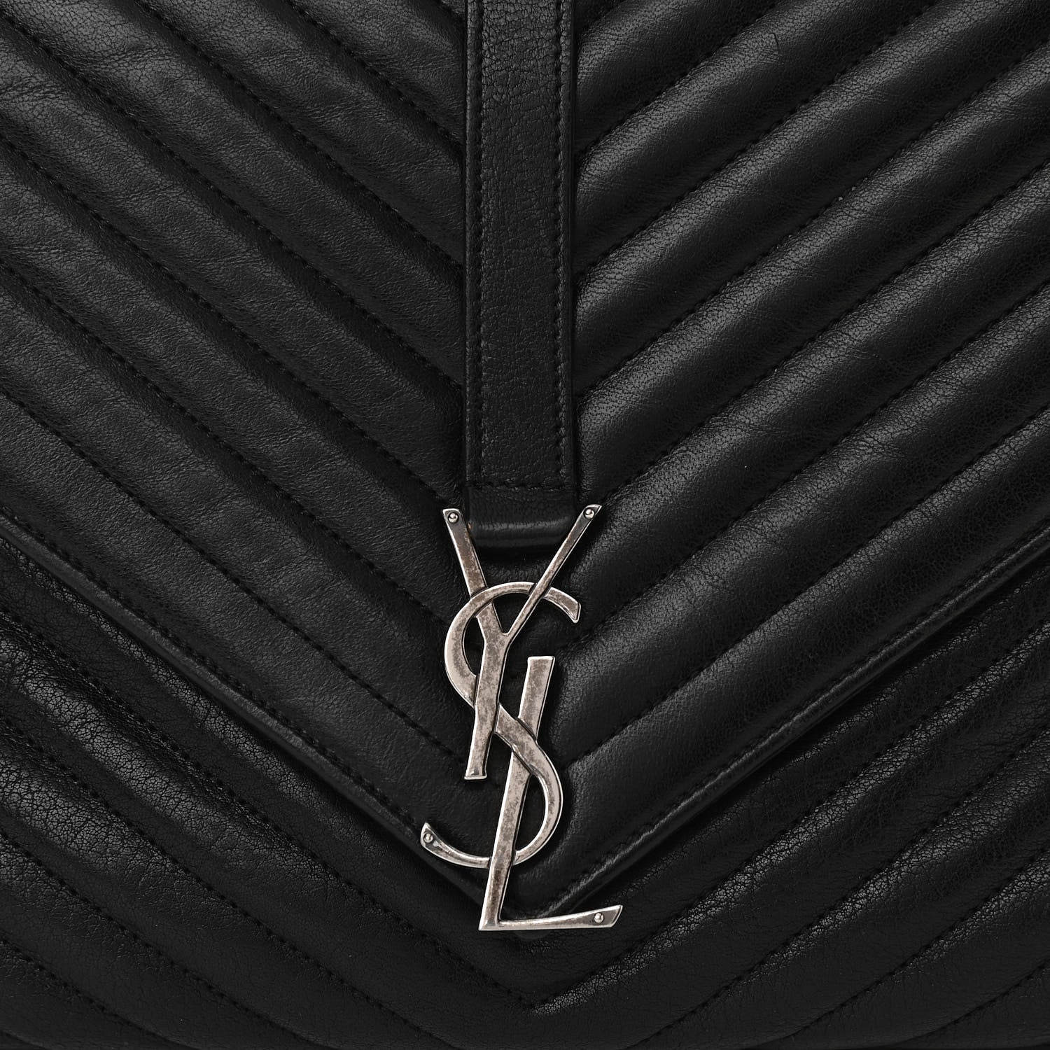 Saint Laurent Sheepskin Matelasse Chevron Monogram Large College Satchel Black 8 of 10