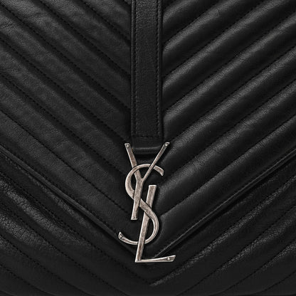 Saint Laurent Sheepskin Matelasse Chevron Monogram Large College Satchel Black 8 of 10