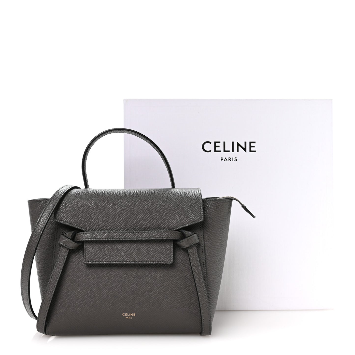 Grained Calfskin Nano Belt Bag Grey