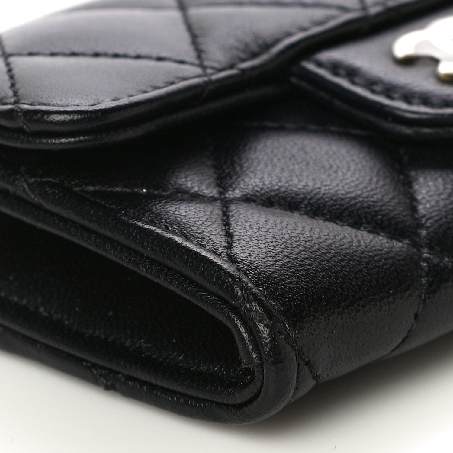 Chanel Lambskin Quilted Flap Card Holder Wallet Black 9 of 10
