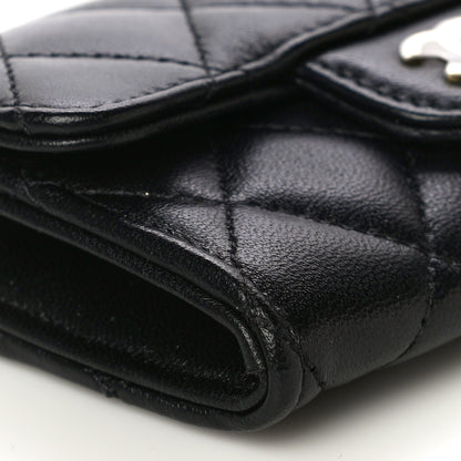 Chanel Lambskin Quilted Flap Card Holder Wallet Black 9 of 10