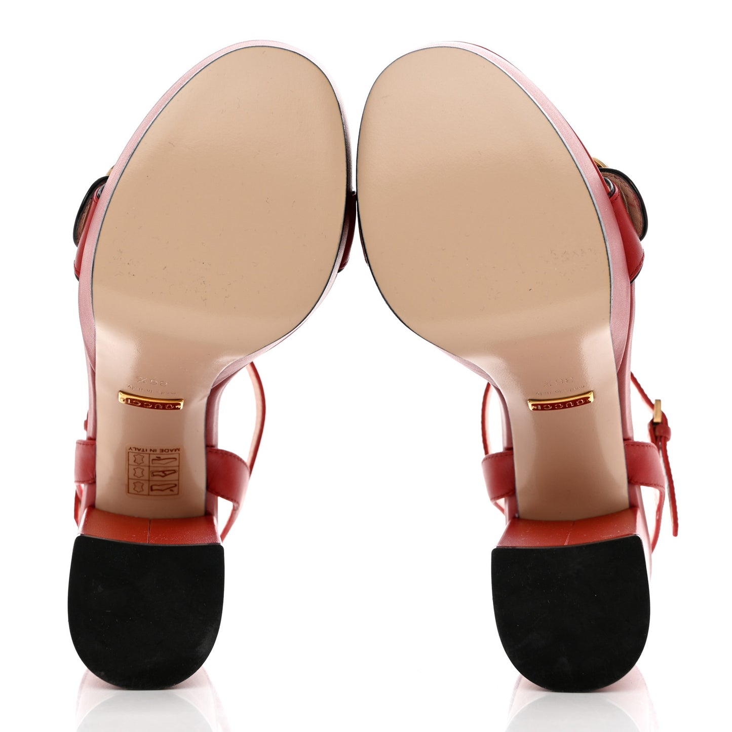 Calfskin GG Marmont Ankle Wrap 30/115mm Platform Sandals 36.5 Hibiscus Red