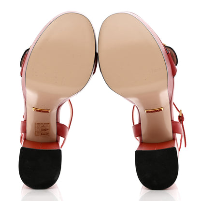 Gucci Calfskin GG Marmont Ankle Wrap 30/115mm Platform Sandals 36.5 Hibiscus Red 5 of 10