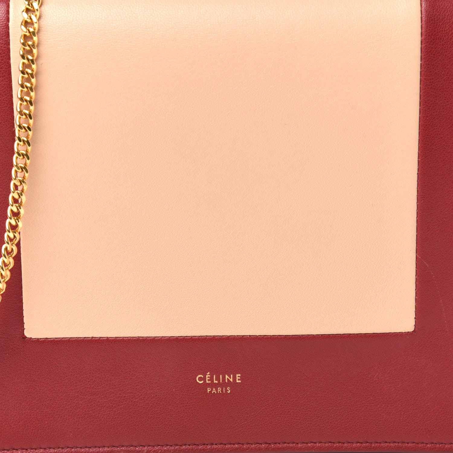 Celine Smooth Lambskin Frame Evening Chain Clutch Ruby Nude 9 of 10