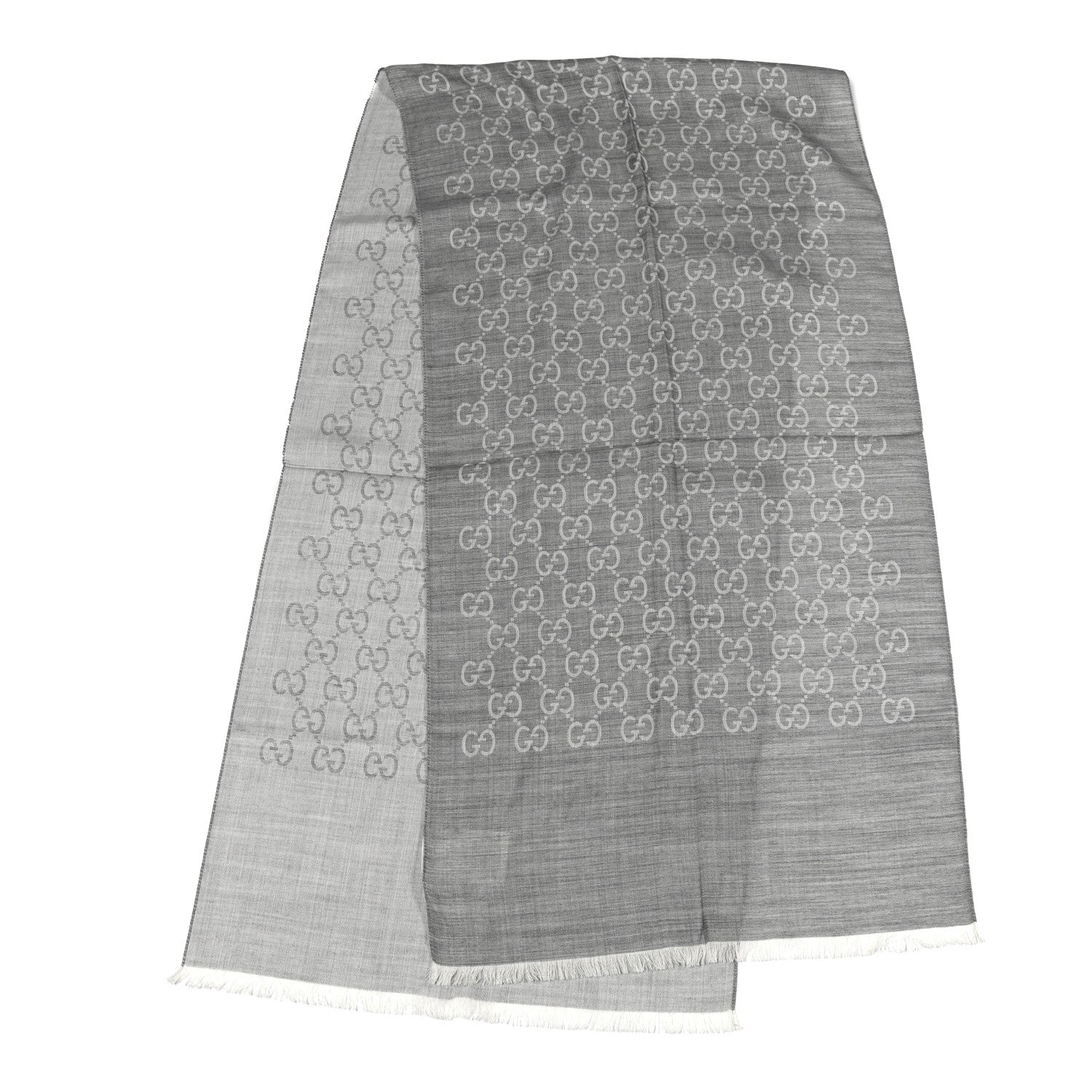 Gucci Wool Silk GG Monogram GGNat Scarf Lead 2 of 4