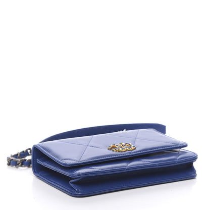 Chanel Goatskin Quilted 19 Wallet On Chain WOC Blue 4 of 12