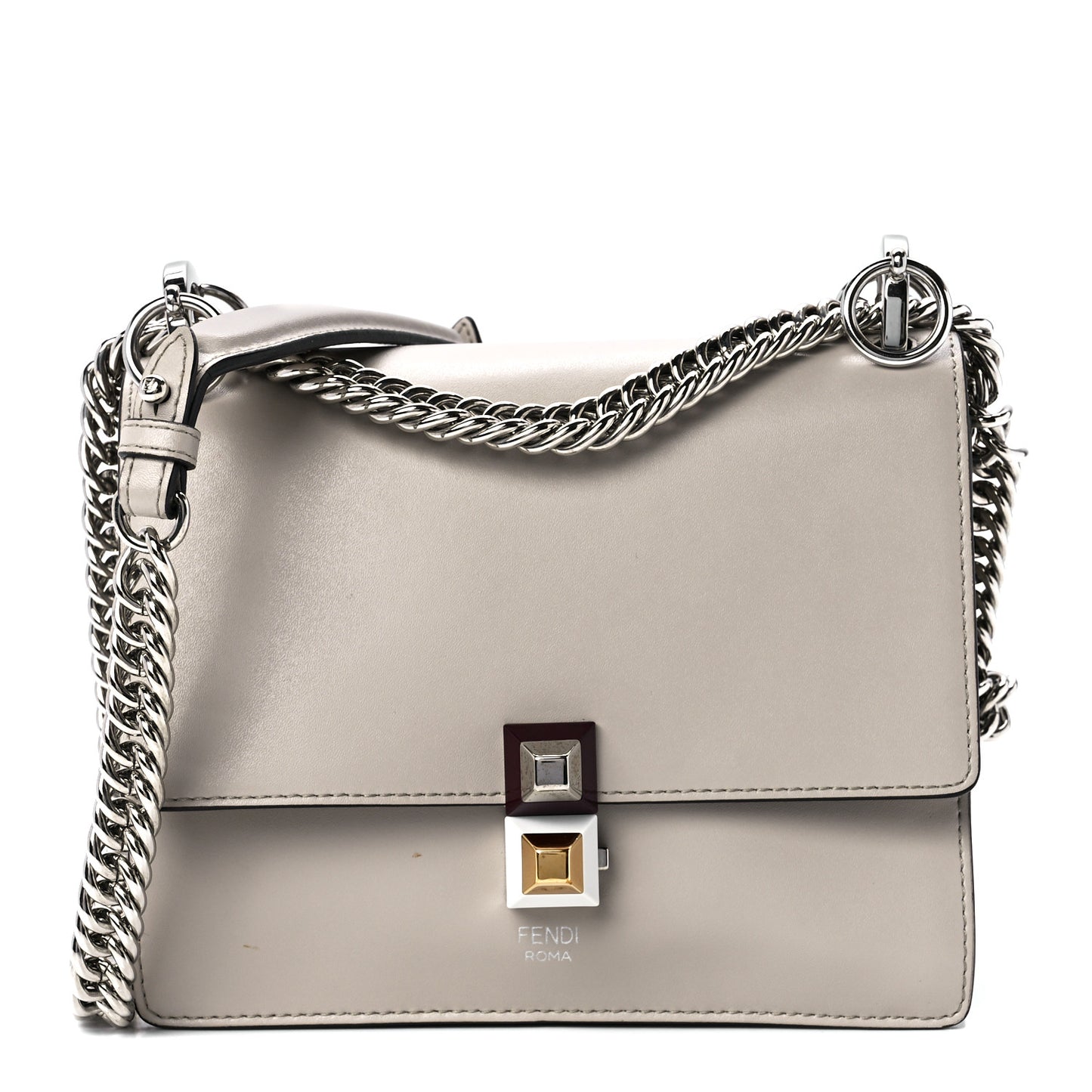 Vitello Liberty Studded Small Kan I Shoulder Bag Grigio Polvere Multicolor