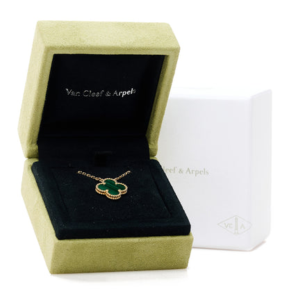 Van Cleef & Arpels 18K Yellow Gold Malachite Vintage Alhambra Pendant Necklace 7 of 7