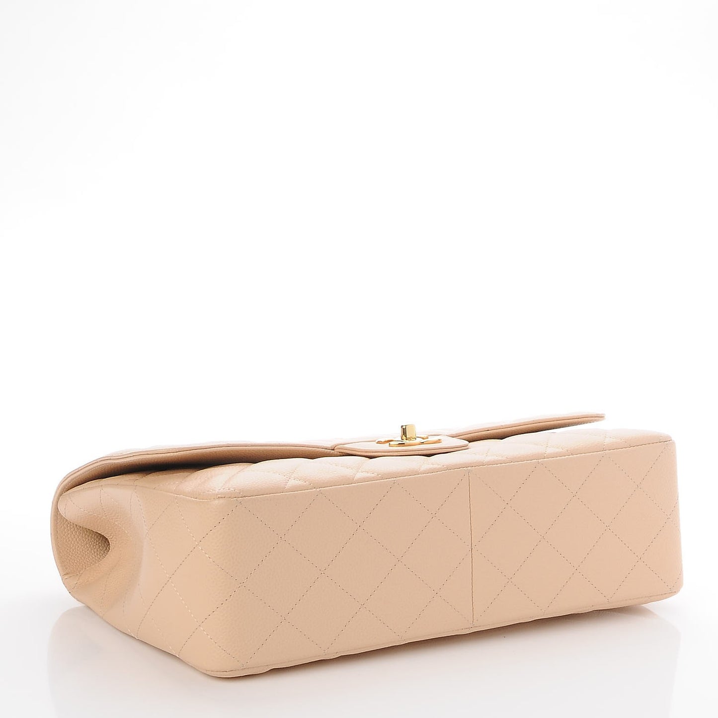 Caviar Quilted Jumbo Single Flap Beige Clair