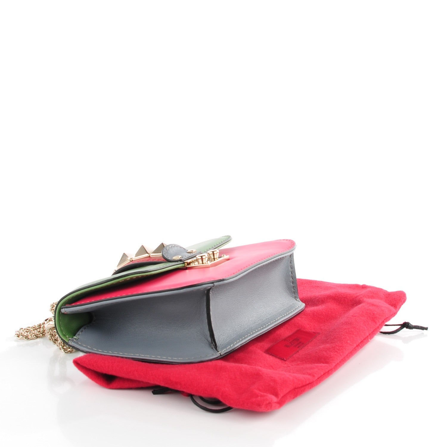 Valentino Garavani Vitello Small Glam Lock Rockstud Flap Green Deep Rose Grey Scarlet 4 of 8