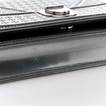 Christian Dior Metallic Patent Micro-Cannage Diorama Wallet on Chain Pouch Silver 11 of 12