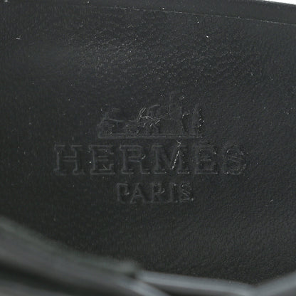 Hermes Calfskin Doll 60 Espadrille Wedge Sandals 37 Black 7 of 8