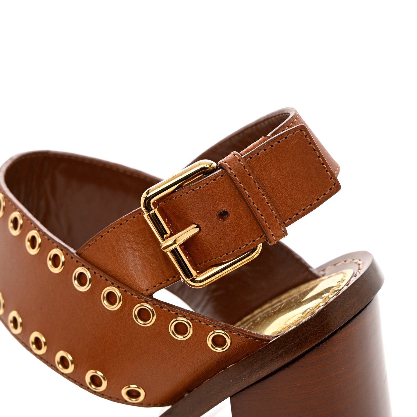 Calfskin Monogram Passenger Heeled Sandals 40 Cognac