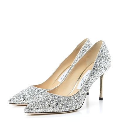 Jimmy Choo Glitter Pointy Toe Romy 85 Pumps 36.5 Champagne 3 of 10