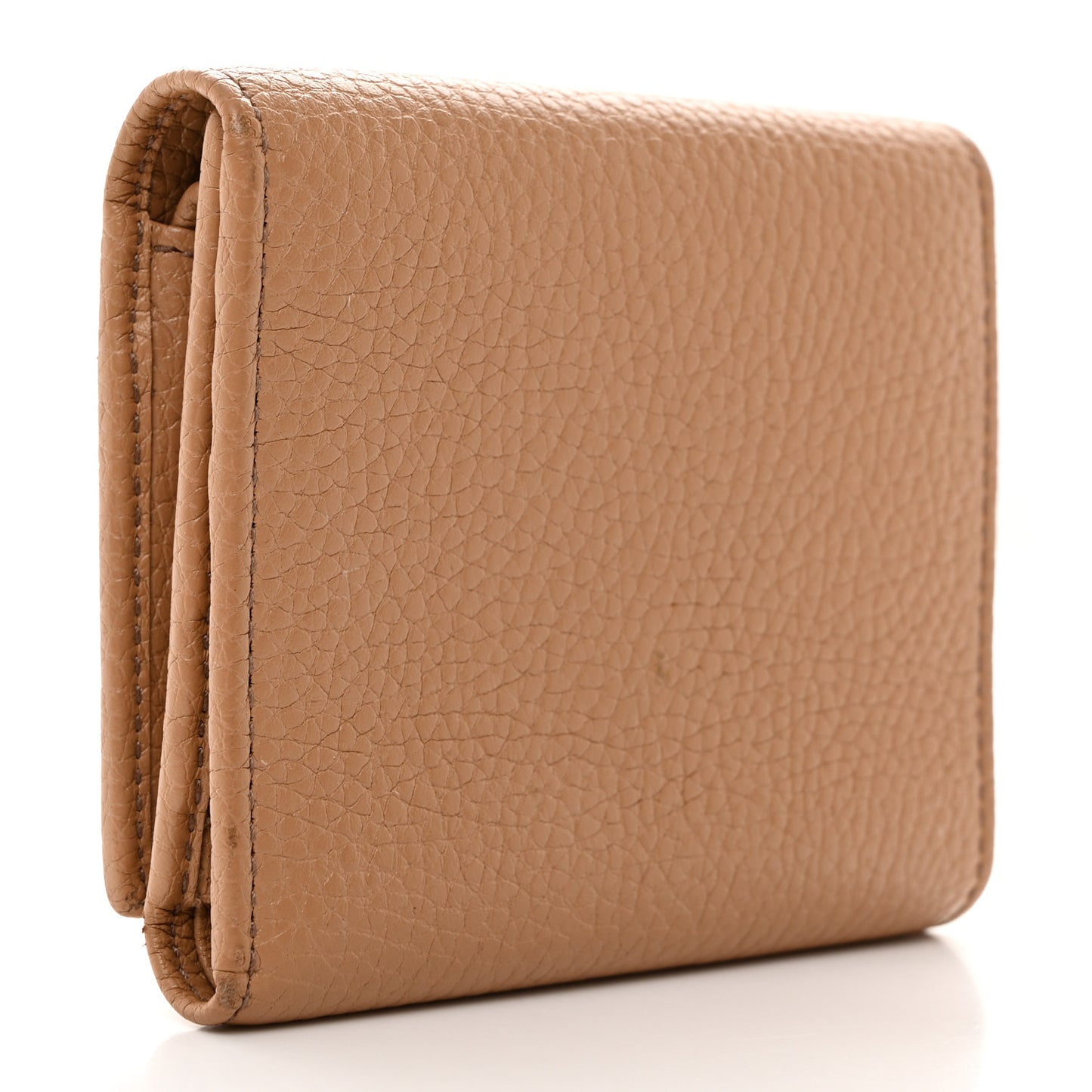 Pebbled Calfskin Soho Compact Flap Wallet Camelia