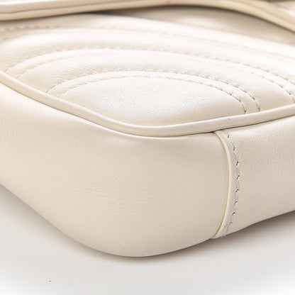Gucci Calfskin Matelasse Pearly GG Marmont Chain Belt Bag Mystic White 9 of 11