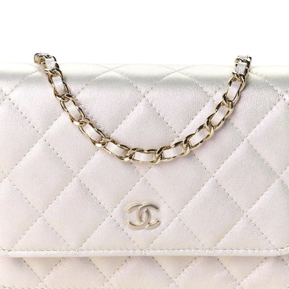Chanel Iridescent Lambskin Quilted Mini Wallet On Chain WOC Ivory 10 of 11