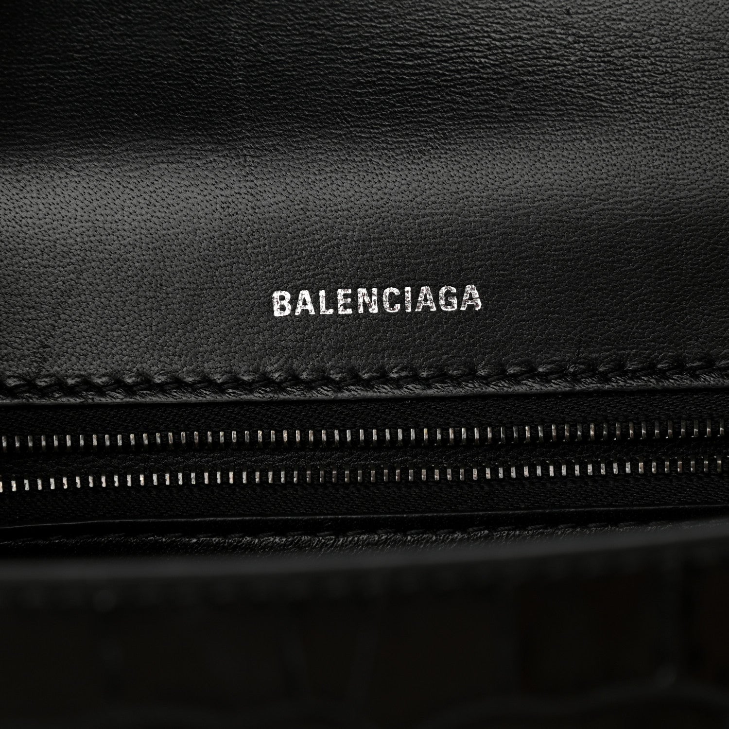 Balenciaga Shiny Calfskin Monochrome Crocodile Embossed Medium Hourglass Top Handle Bag Black 6 of 10