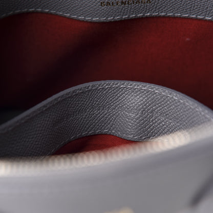 Balenciaga Signature Grained Calfskin Logo S Ville Top Handle Bag Gris Perle Fonce White 9 of 10