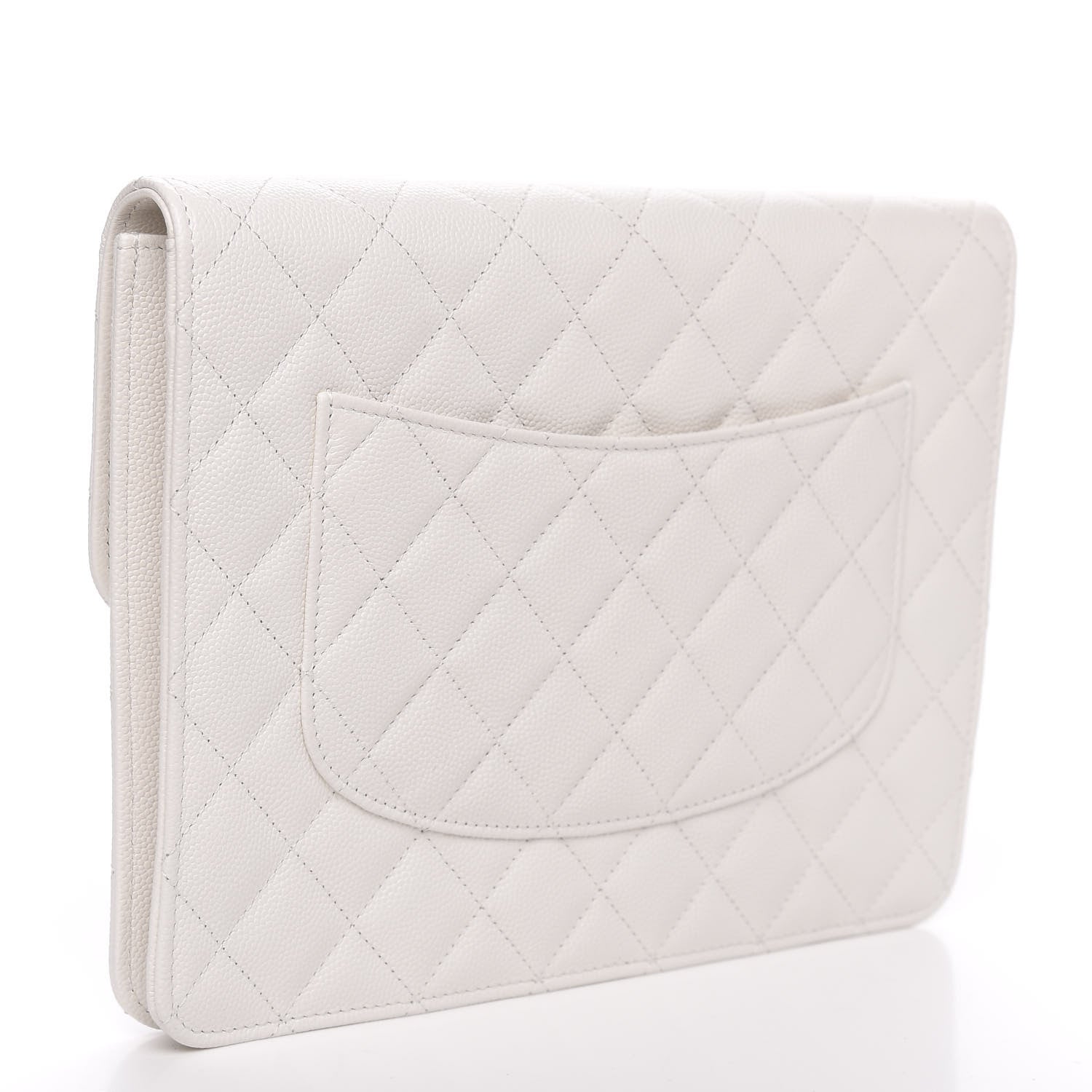Chanel Caviar Quilted Square Flap Clutch White 3 of 9