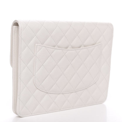 Chanel Caviar Quilted Square Flap Clutch White 3 of 9