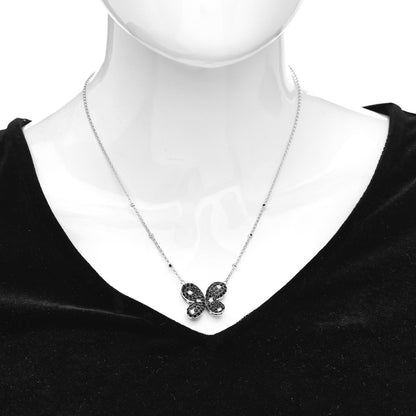 Roberto Coin 18K White Gold Diamond Black Sapphire Butterfly Pendant Necklace 2 of 5