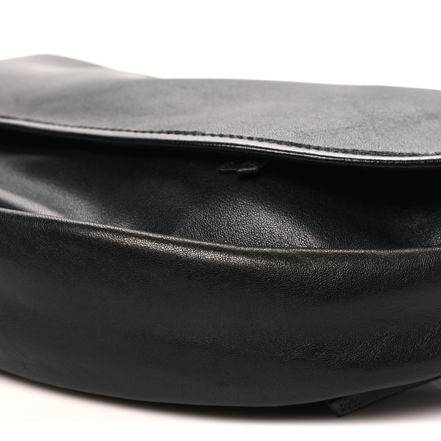Shiny Lambskin Soft Triomphe Half Moon Bag Black