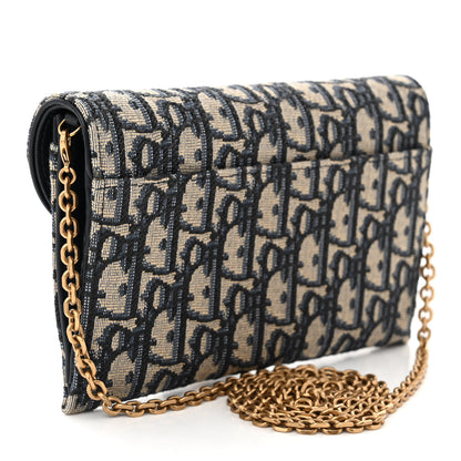 Christian Dior Oblique Saddle Chain Long Wallet Blue 4 of 13