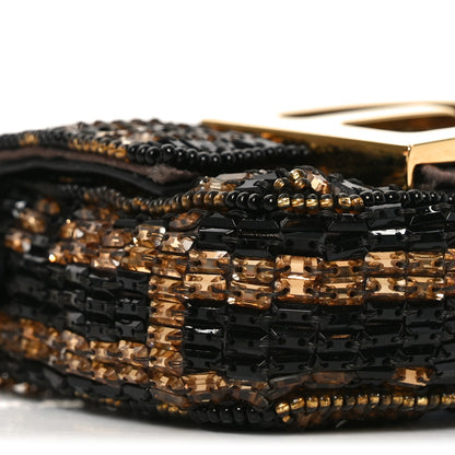 Fendi Crystal Vitello King FF Beaded Nano Maxi Buckle Baguette Charm Moro Black 7 of 8