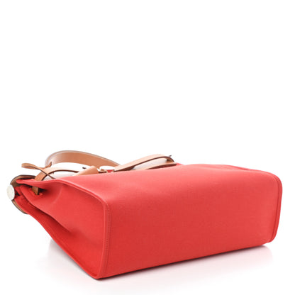 Hermes Vache Hunter Toile Herbag Zip 31 PM Rouge Tomate Natural 4 of 8