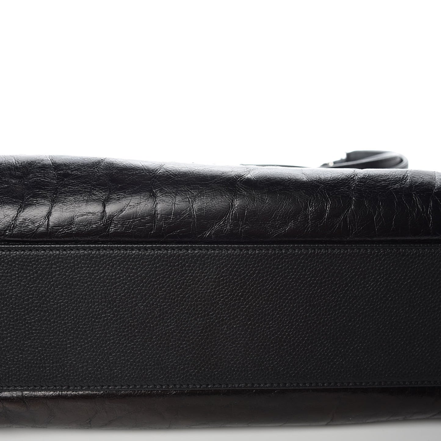 Glazed Calfskin Small Deauville Tote Black