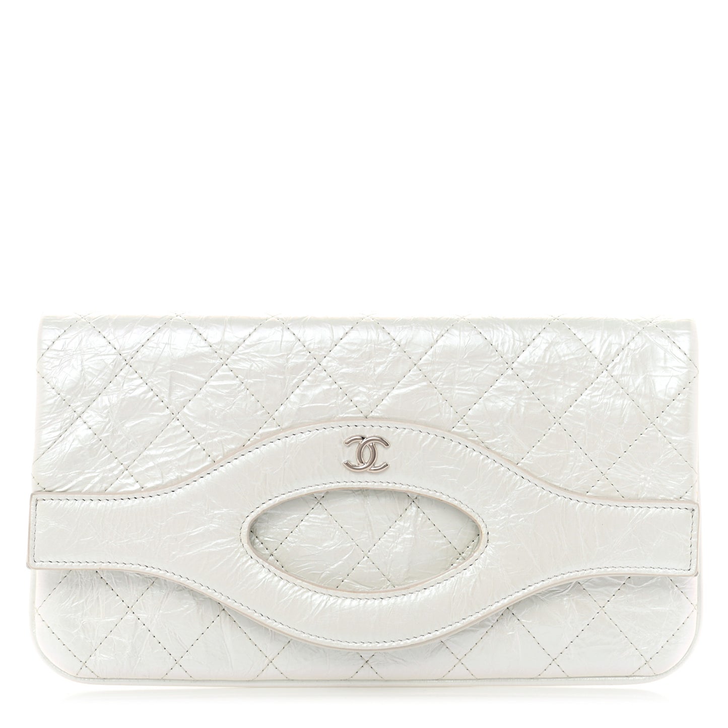 Iridescent Aged Calfskin Small 31 Pouch White