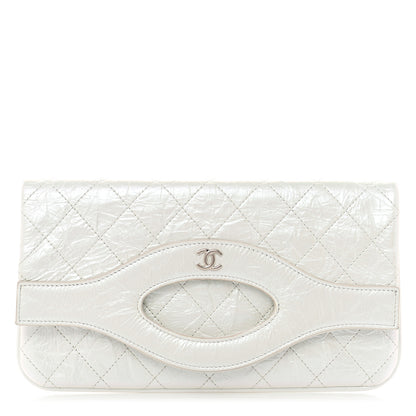 Chanel Iridescent Aged Calfskin Small 31 Pouch White 1 of 14