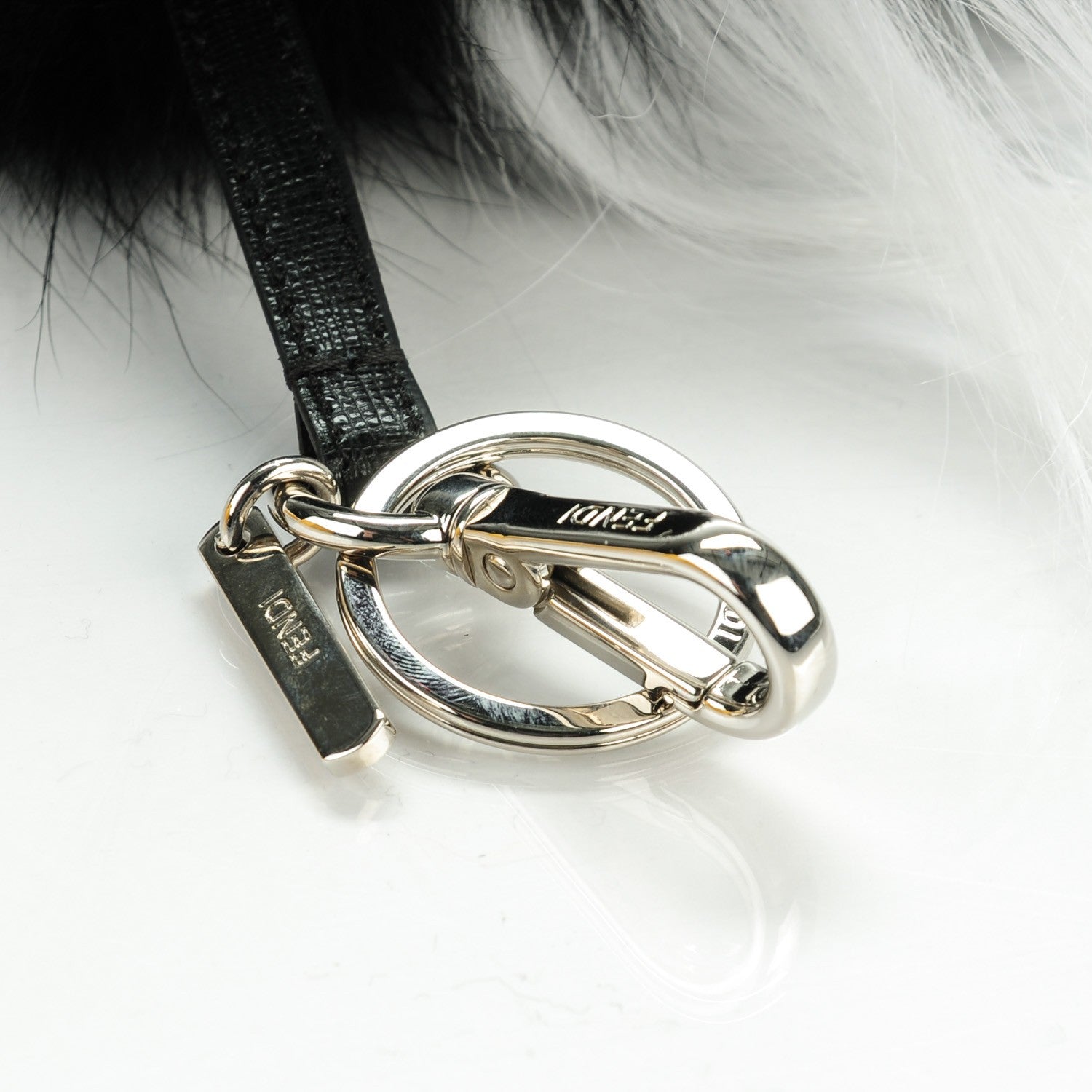 Fendi Vitello Elite Fox Goat Fur Igor Monster Bag Bug Cube Charm Rosso Black White 4 of 5