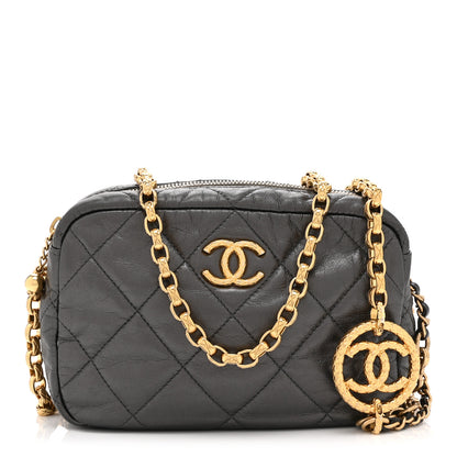 Chanel Metallic Calfskin Pearl Quilted CC Mini Camera Case Ruthenium 1 of 10