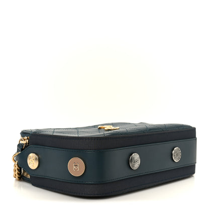 Chanel Calfskin Grosgrain Stitched Button Up Camera Case Green 6 of 21