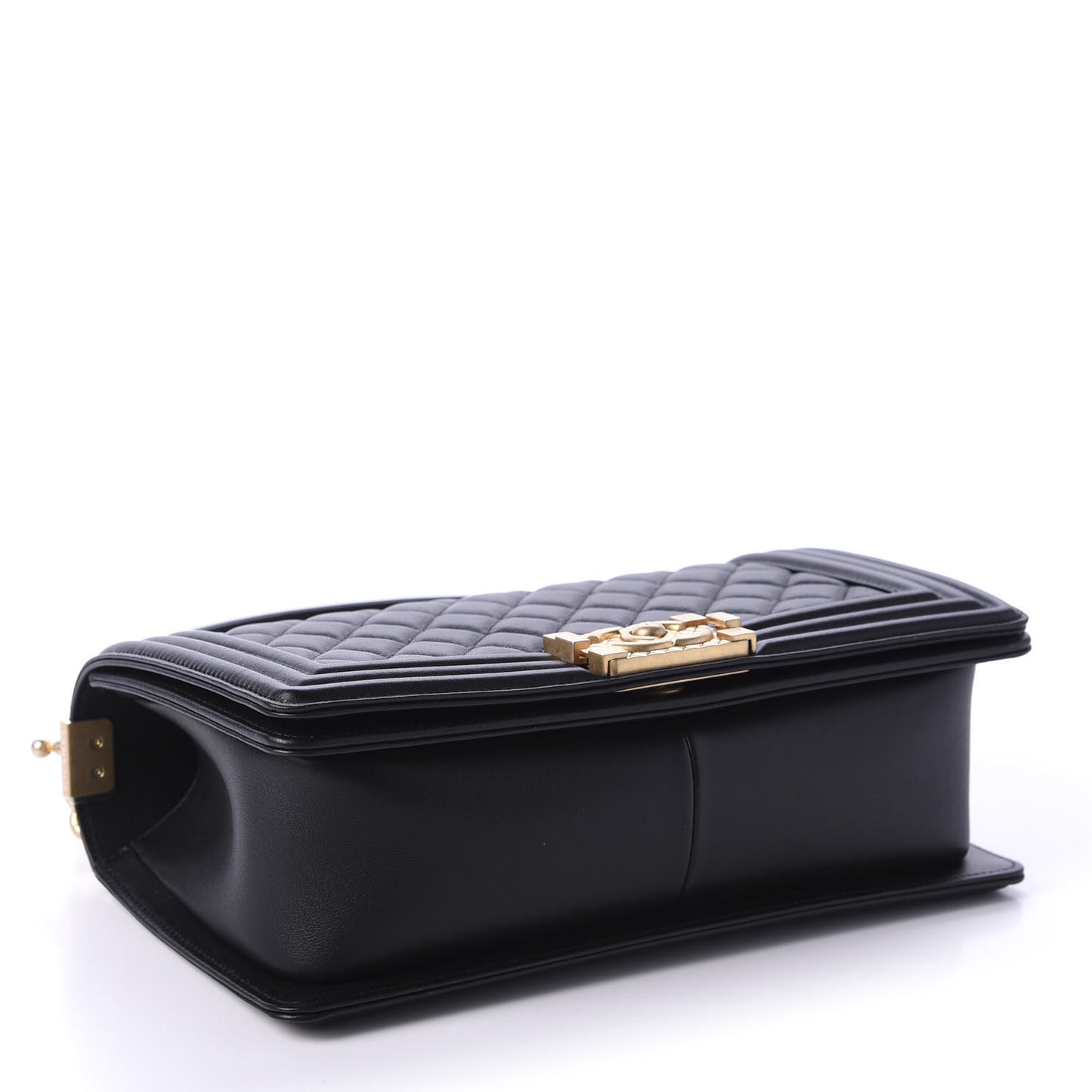 Calfskin Medium Boy Logo Top Handle Flap Black