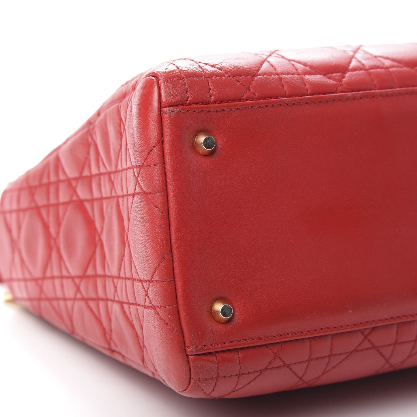 Lambskin Cannage Medium Lady Dior Red